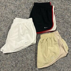 3 pairs Nike Activeware Shorts Sz Large White, Tan, Black